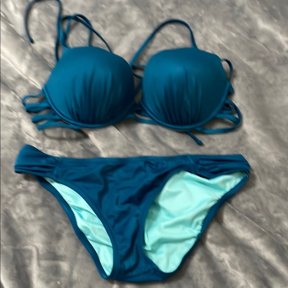 Shade & Shore Blue Push-Up Bikini Set